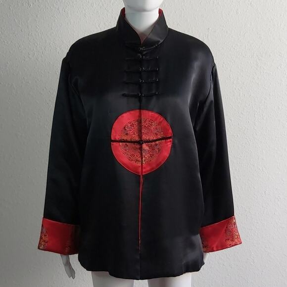 Reversible Oriental Silky Rayon Jacket Size Large - Picture 1 of 16